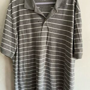 Croft & Barrow Gray and White Striped Polo Shirt